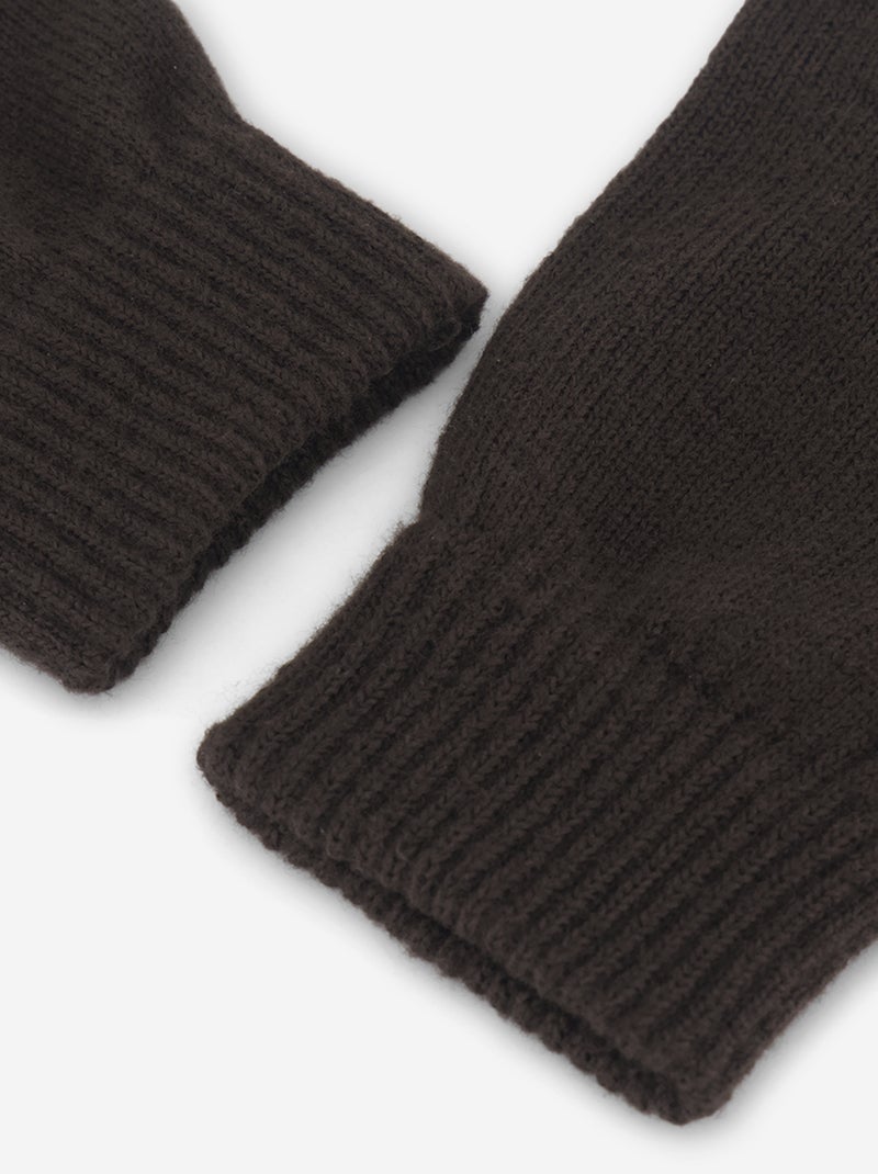 Lot de 2 paires de gants en maille Marron - Kiabi