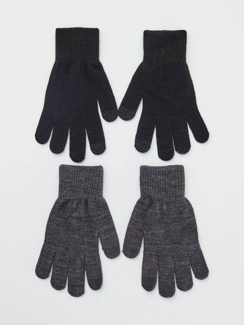 Lot de 2 paires de gants Gris/black - Kiabi