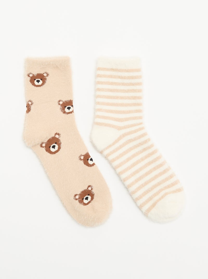 Lot de 2 paires de mi-chaussettes Beige - Kiabi