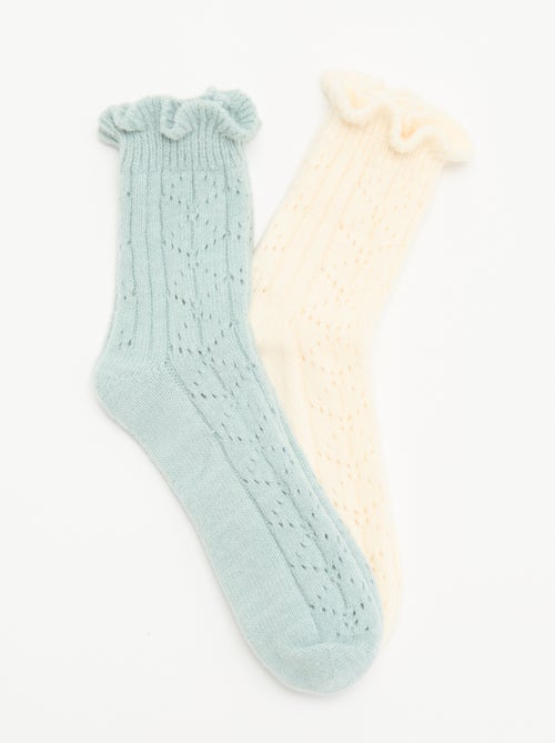 Lot de 2 paires de mi-chaussettes fantaisie - Kiabi