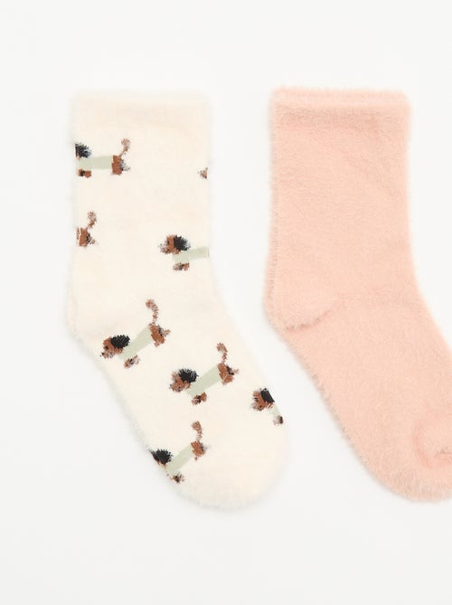 Lot de 2 paires de mi-chaussettes fantaisie - Kiabi