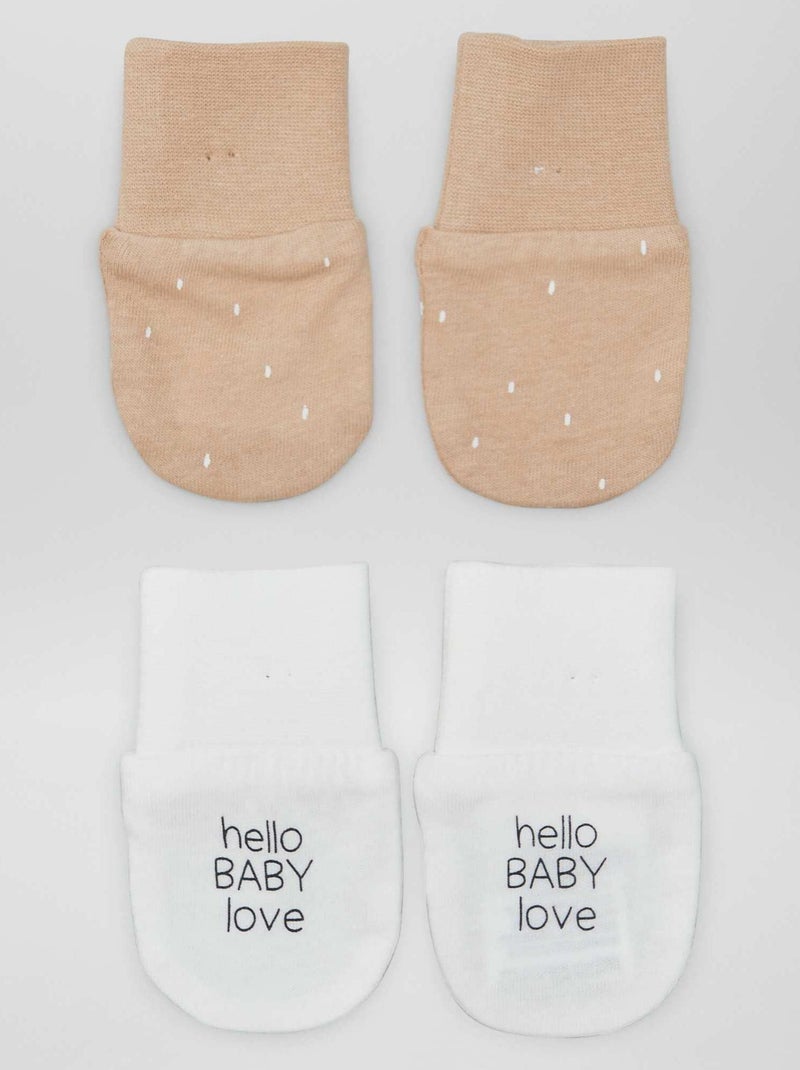 Lot de 2 paires de moufles anti-griffes Beige/crème - Kiabi