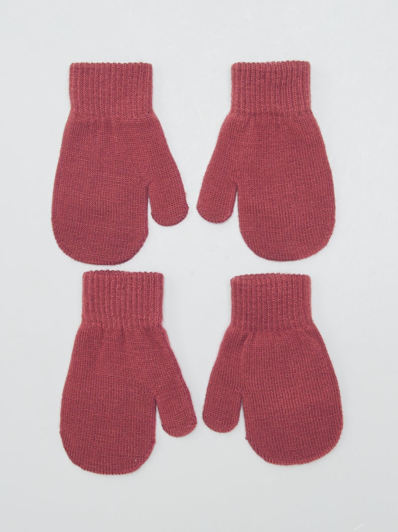 Lot de 2 paires de moufles Bordeaux - Kiabi