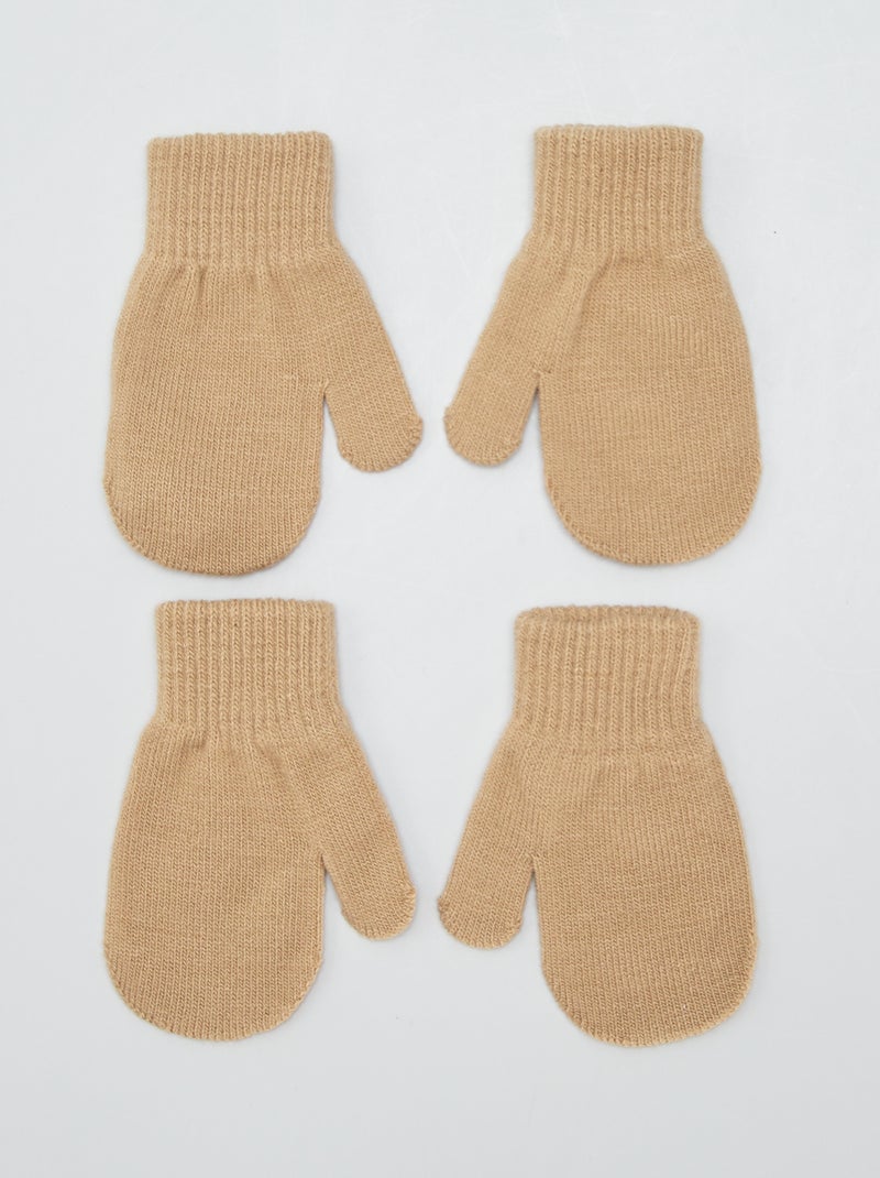 Lot de 2 paires de moufles Marron - Kiabi