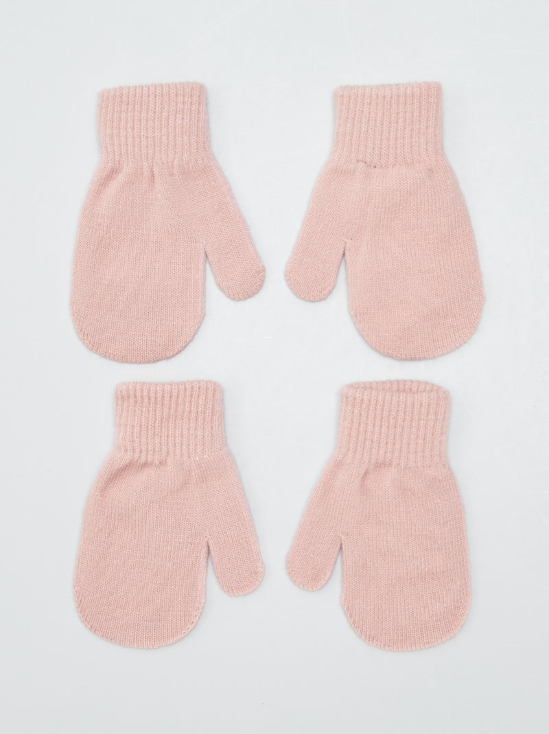 Lot de 2 paires de moufles Rose - Kiabi