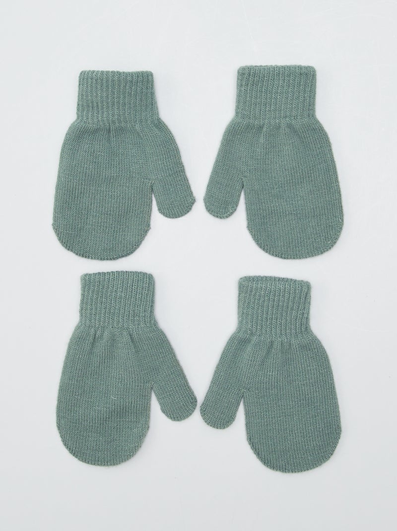 Lot de 2 paires de moufles Vert - Kiabi