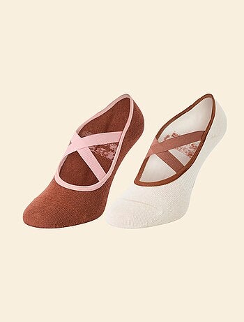 Lot de 2 paires de soquettes yoga (ekstract) en coton
