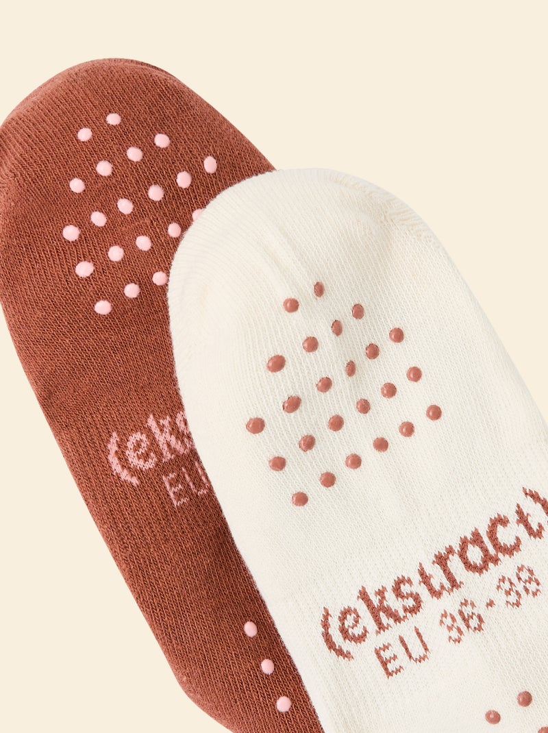 Lot de 2 paires de soquettes yoga (ekstract) en coton Marron - Kiabi