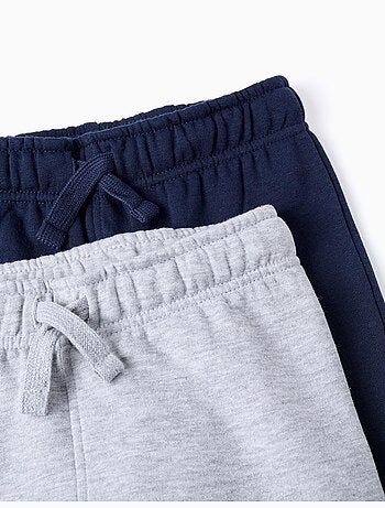 Lot de 2 pantalons de jogging avec doublure en coton peigné