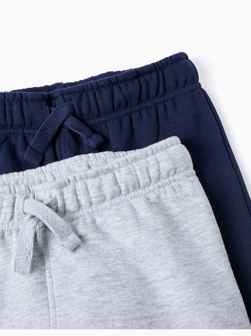 Lot de 2 pantalons de jogging avec doublure en coton peigné Bleu foncé - Kiabi