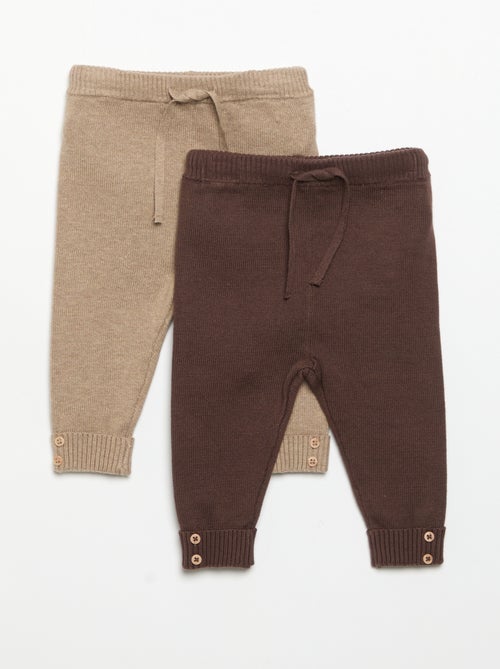 Lot de 2 pantalons en coton tricoté - Kiabi