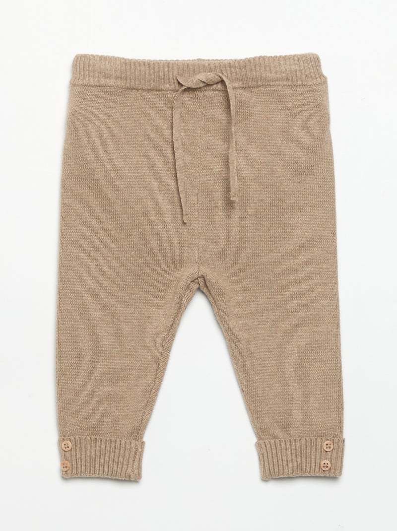 Lot de 2 pantalons en coton tricoté Beige - Kiabi
