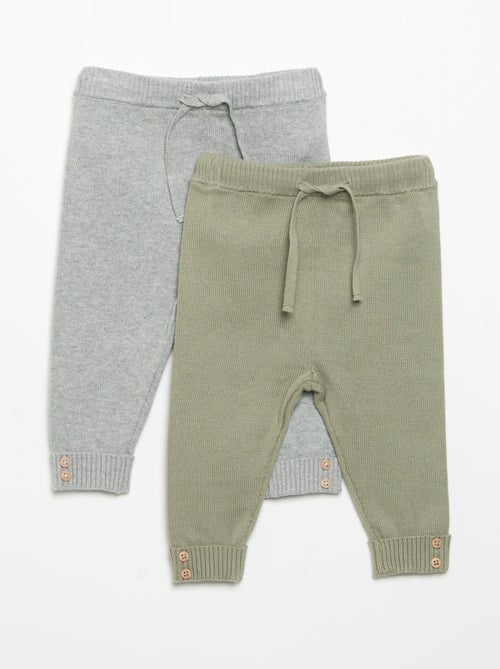 Lot de 2 pantalons en coton tricoté - Kiabi