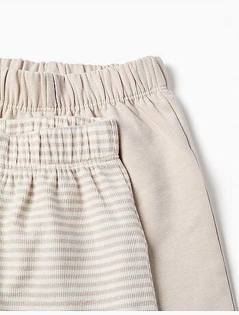 Lot de 2 pantalons en coton unis/à rayures