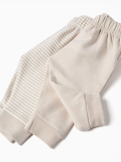 Lot de 2 pantalons en coton unis/à rayures - Kiabi