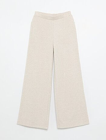 Lot de 2 pantalons en maille côtelée plate