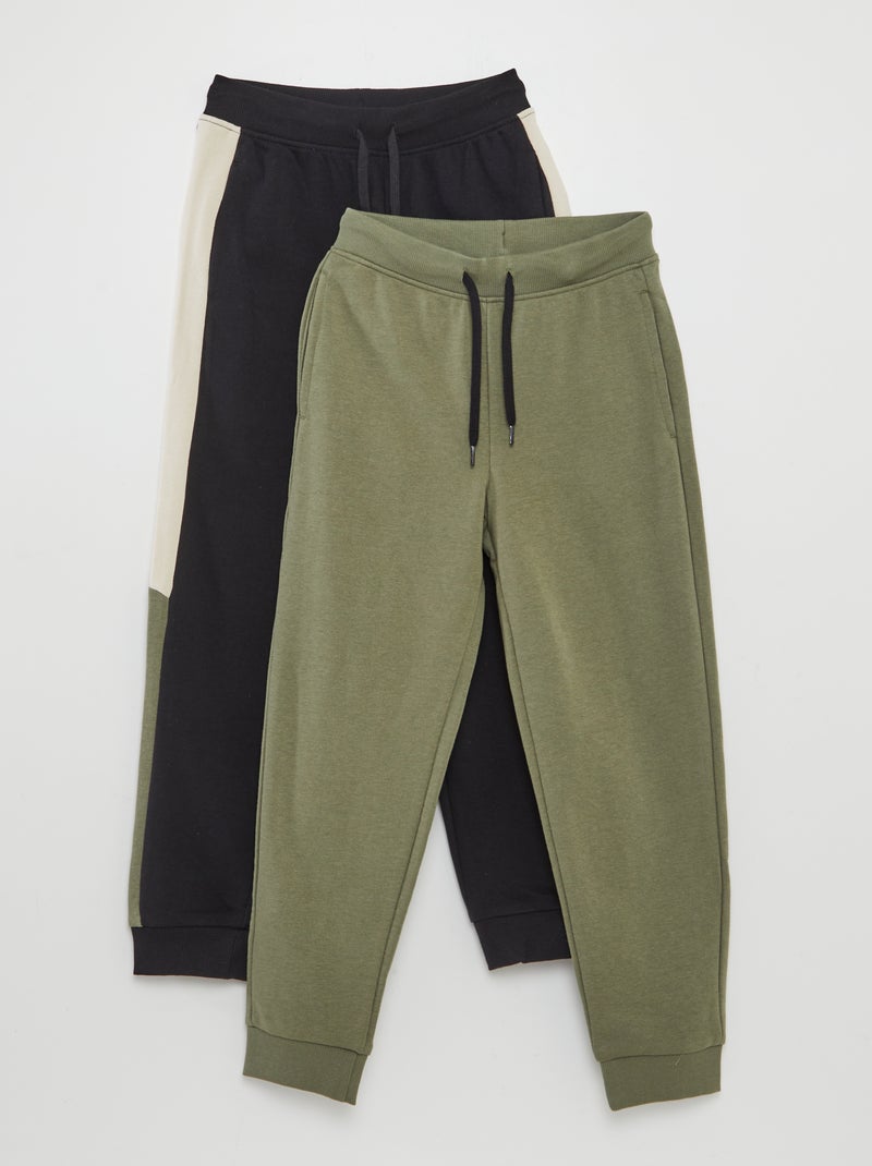 Lot de 2 pantalons jogging Noir/kaki - Kiabi