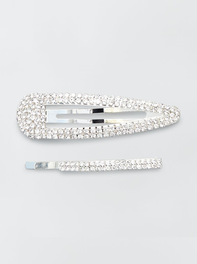 Lot de 2 pinces à strass Gris - Kiabi