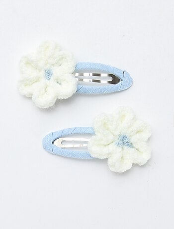 Lot de 2 pinces clic clac en macramé