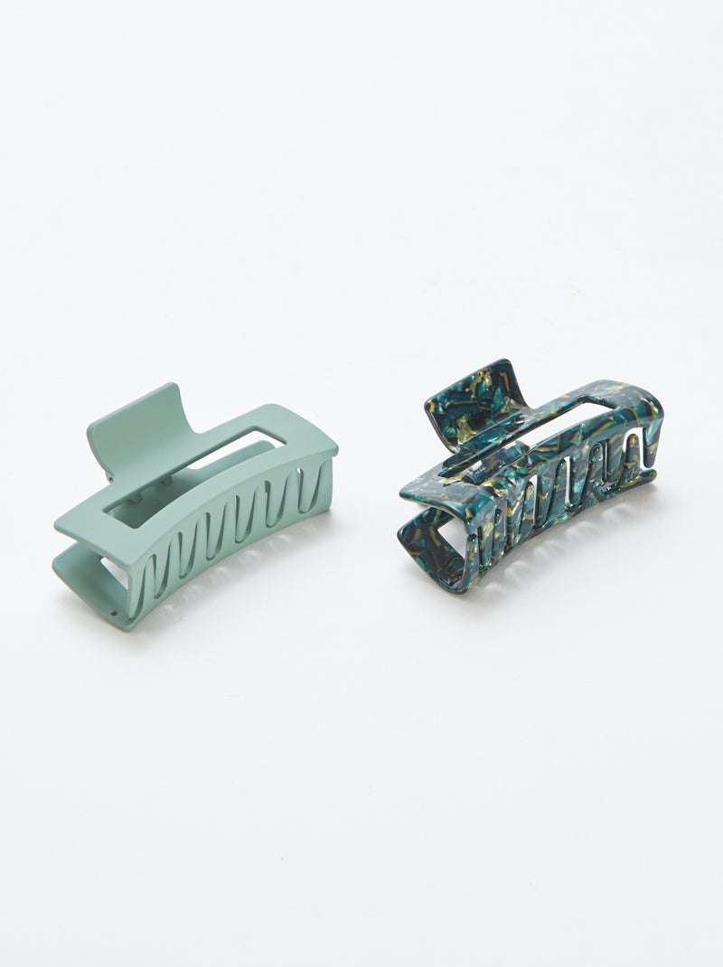 Lot de 2 pinces crabe forme rectangle Vert - Kiabi