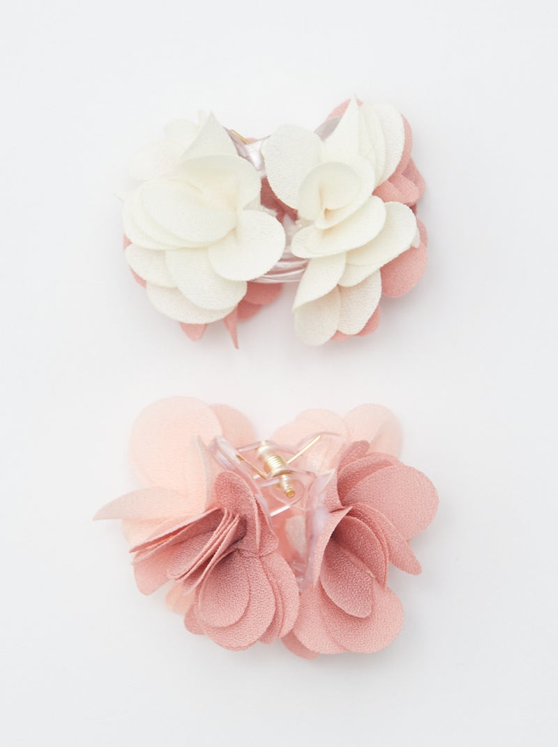 Lot de 2 pinces crabes à fleurs Rose - Kiabi