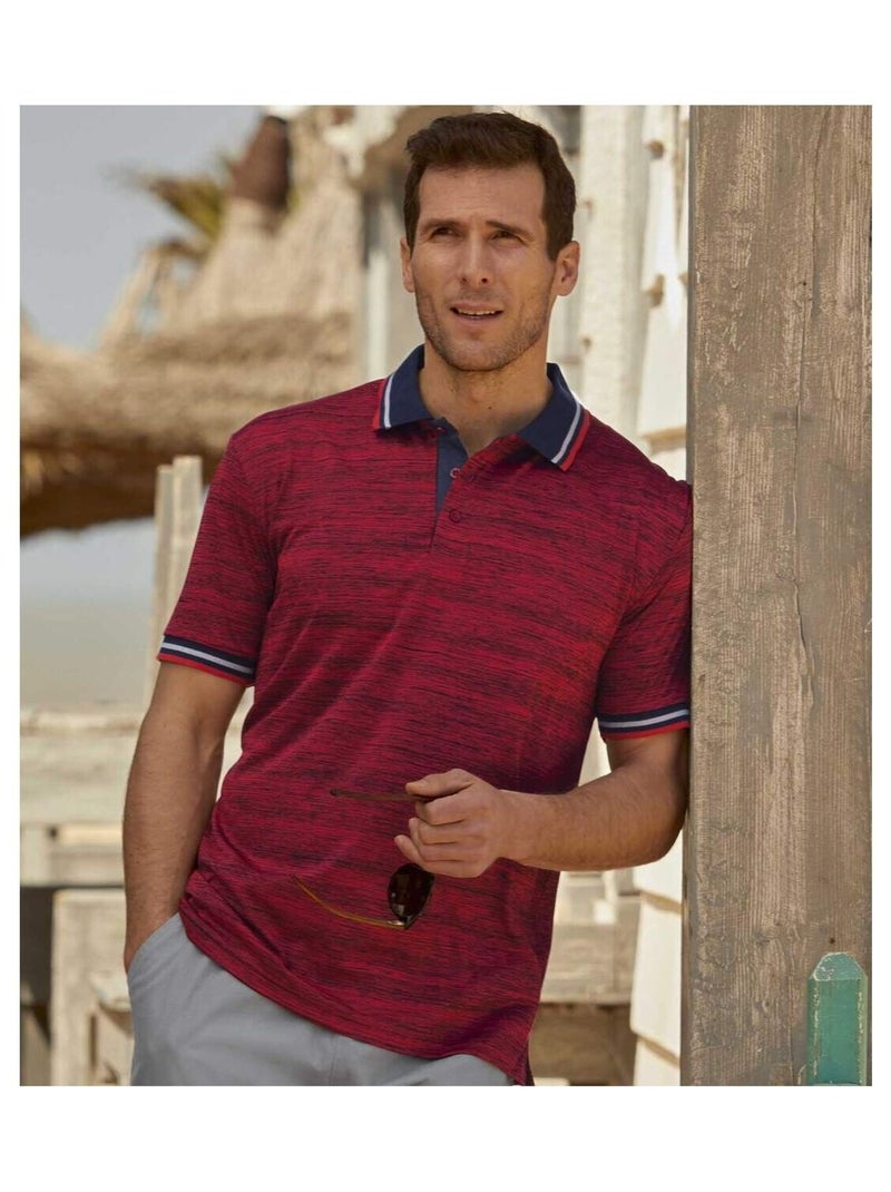 Lot de 2 Polos Flamm?s  - ATLAS FOR MEN Gris Rouge - Kiabi
