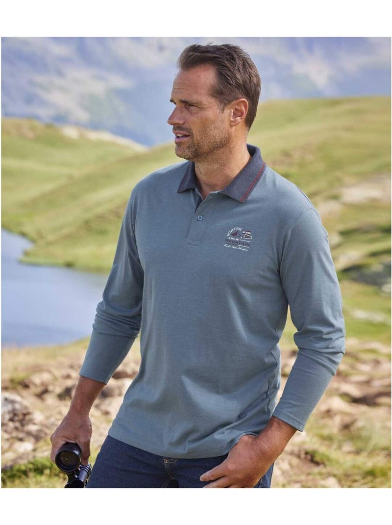 Lot de 2 Polos Jersey Mountain   - ATLAS FOR MEN Bleu Bordeaux - Kiabi