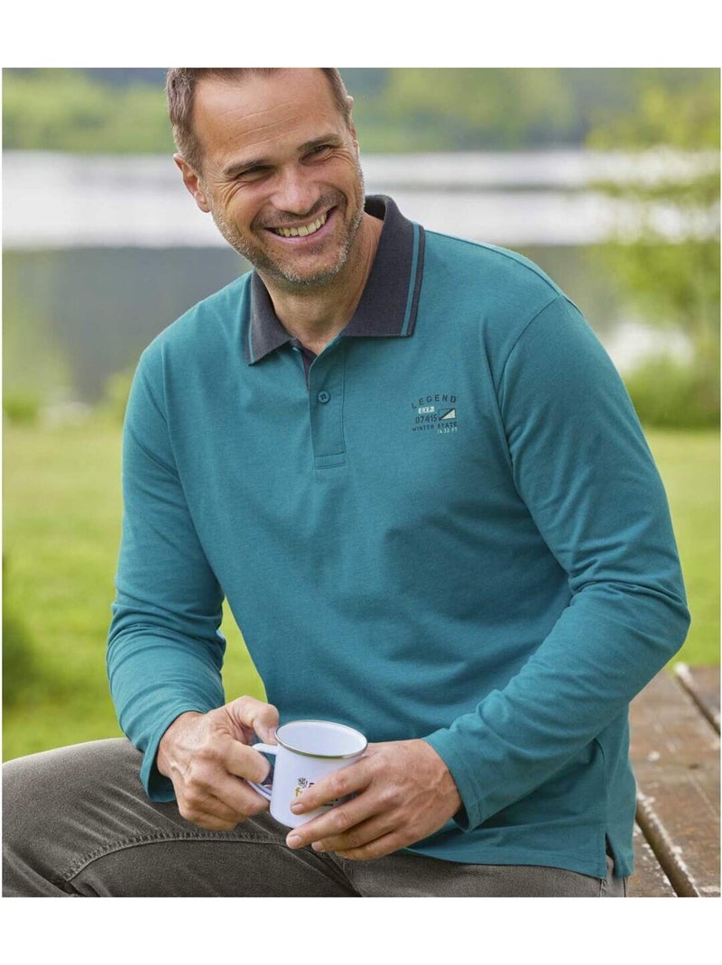 Lot de 2 polos jersey winter valley  - atlas for men Bleu Vert - Kiabi