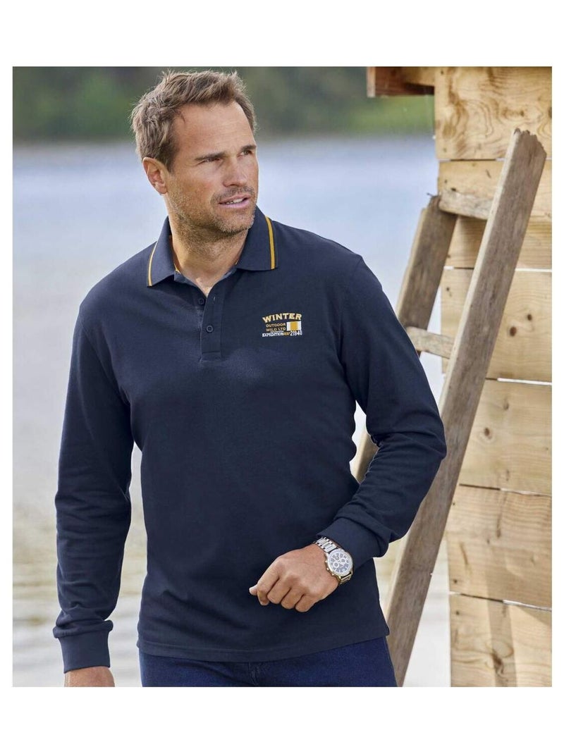 Lot de 2 Polos Maille Piquée Winter  - ATLAS FOR MEN Bleu Blanc - Kiabi
