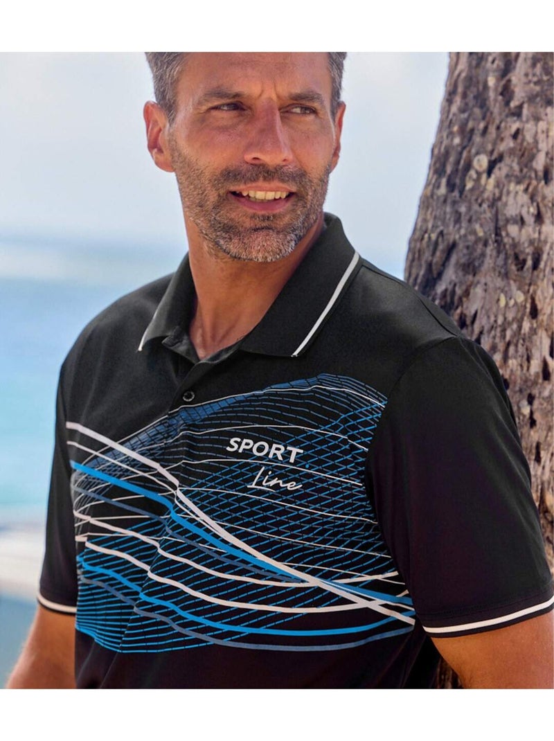 Lot de 2 Polos Sport Line?  - ATLAS FOR MEN Bleu Noir - Kiabi