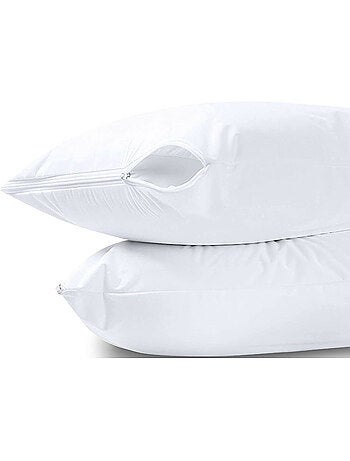 Lot de 2 protège oreillers — éponge imperméable anti acariens zippé