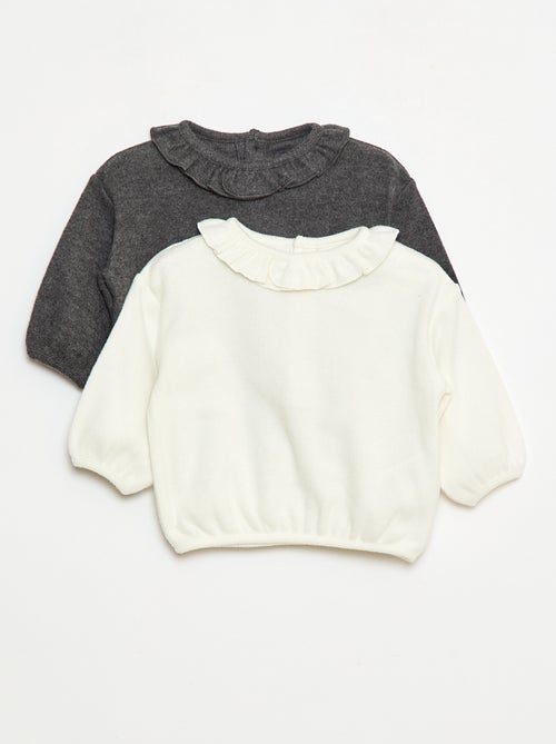 Lot de 2 pulls en maille avec col fantaisie - Kiabi