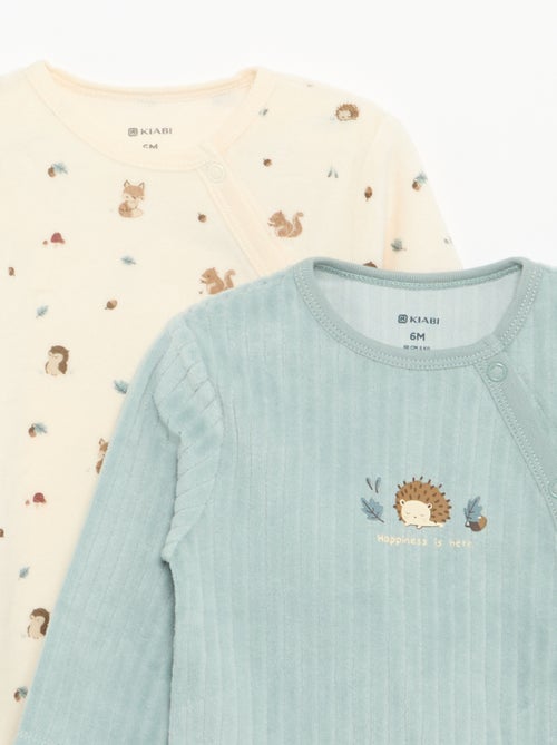 Lot de 2 pyjama en velours avec pieds - Kiabi Lot de 2 pyjama en velours avec pieds - Kiabi
