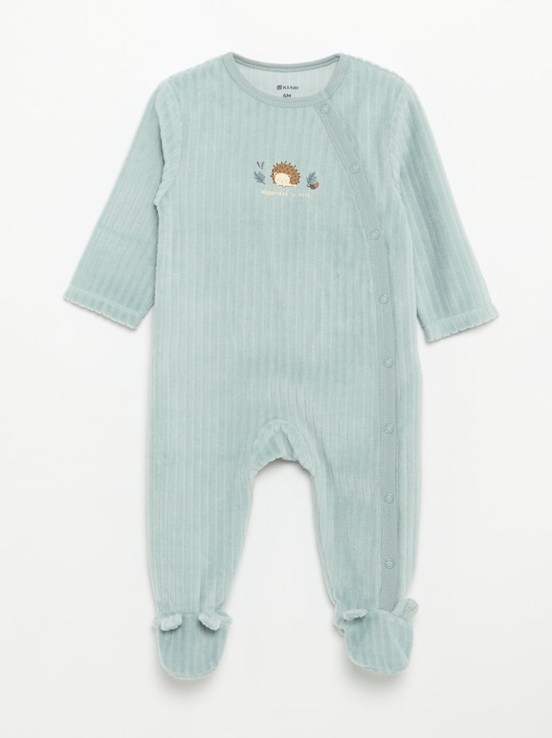 Lot de 2 pyjama en velours avec pieds Bleu - Kiabi