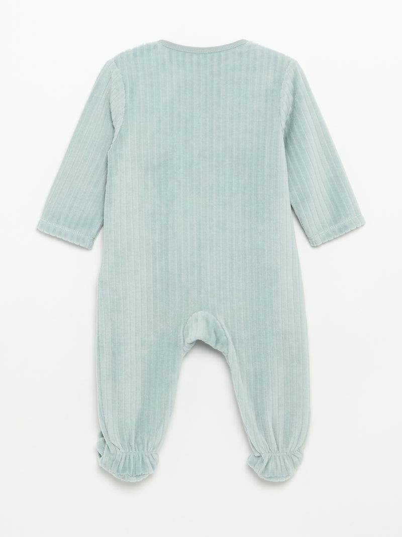 Lot de 2 pyjama en velours avec pieds Bleu - Kiabi