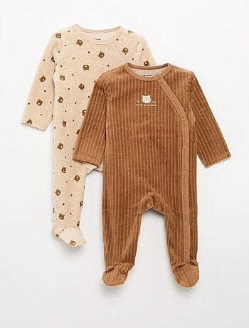 Lot de 2 pyjama en velours avec pieds