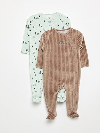 Lot de 2 pyjama en velours avec pieds