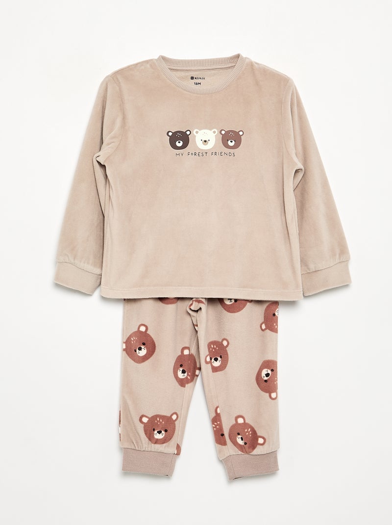 Lot de 2 pyjamas 2 pièces en polaire imprimé Beige - Kiabi