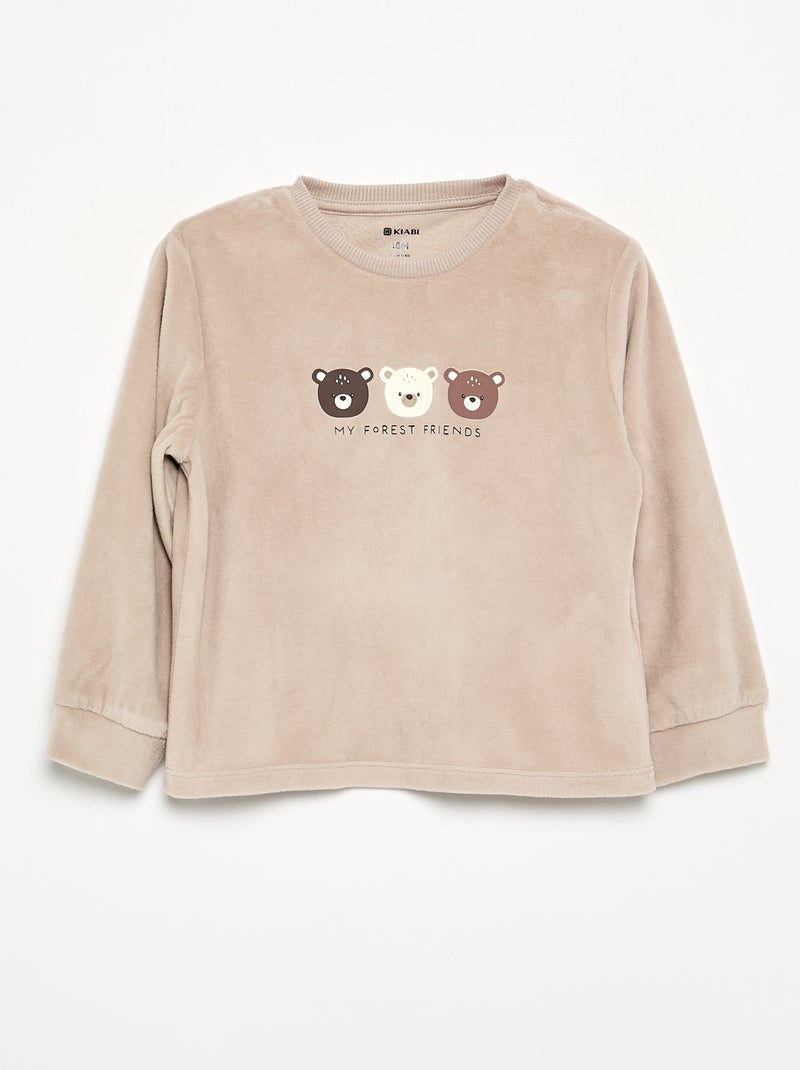 Lot de 2 pyjamas 2 pièces en polaire imprimé Beige - Kiabi