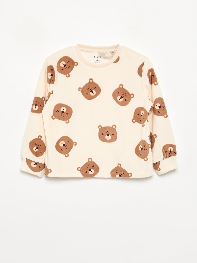 Lot de 2 pyjamas 2 pièces en polaire imprimé Beige - Kiabi