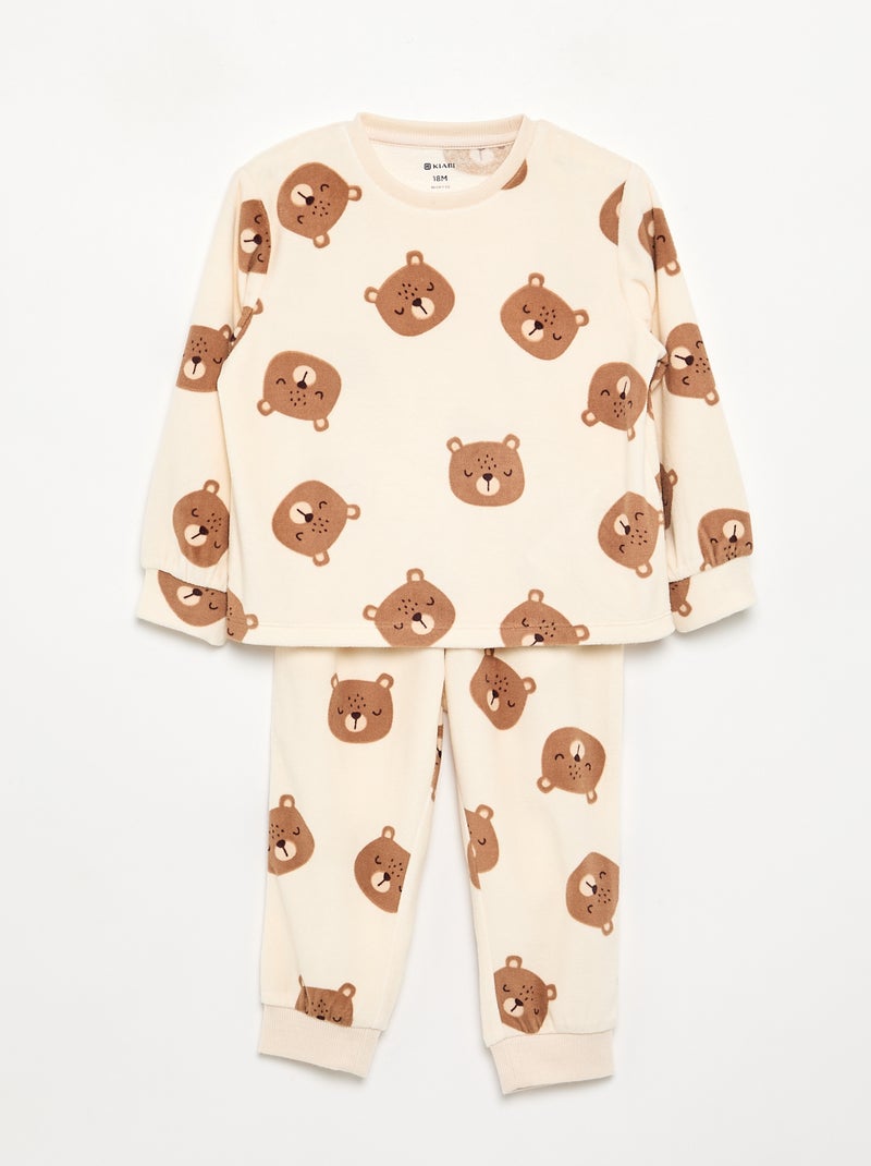 Lot de 2 pyjamas 2 pièces en polaire imprimé Beige - Kiabi