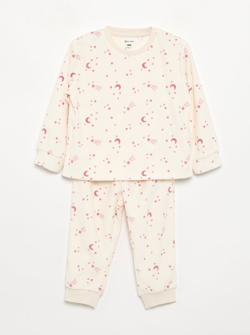 Lot de 2 pyjamas 2 pièces en polaire imprimé Rose - Kiabi