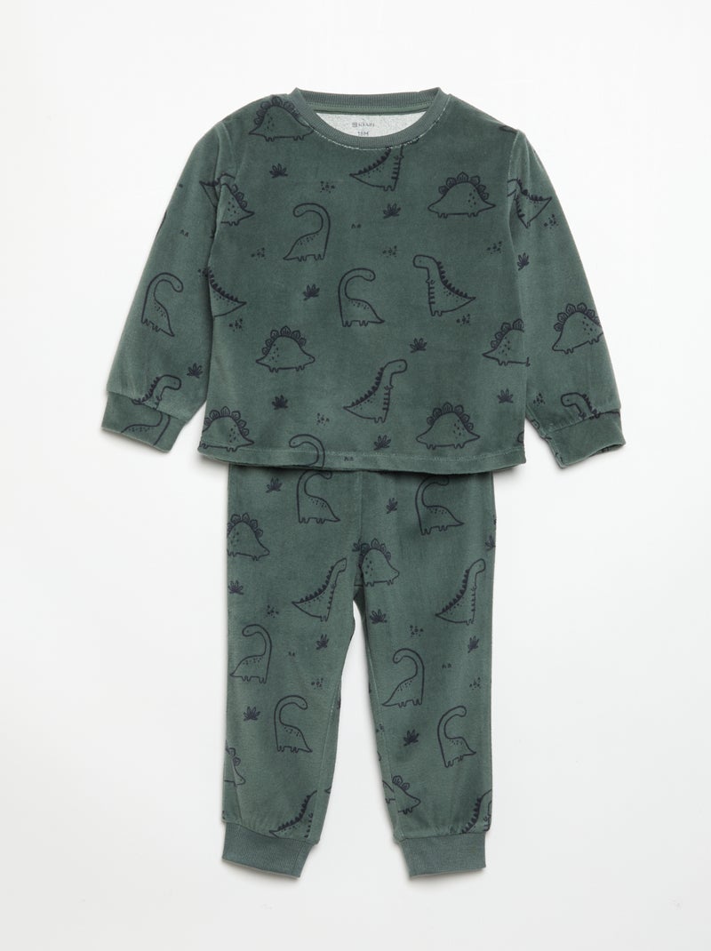 Lot de 2 pyjamas 2 pièces en polaire imprimé Vert - Kiabi