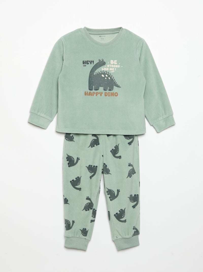 Lot de 2 pyjamas 2 pièces en polaire imprimé Vert - Kiabi