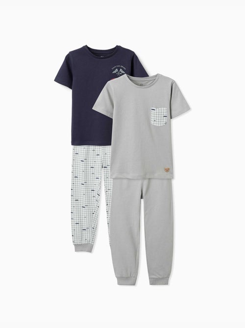 Lot de 2 pyjamas à manches courtes en coton avec imprimés voitures - Kiabi Lot de 2 pyjamas à manches courtes en coton avec imprimés voitures - Kiabi