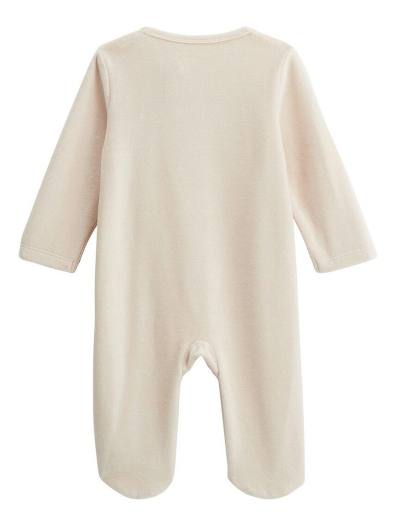Lot de 2 pyjamas b?b? en velours ouverture zipp?e Perle Ecru - Kiabi