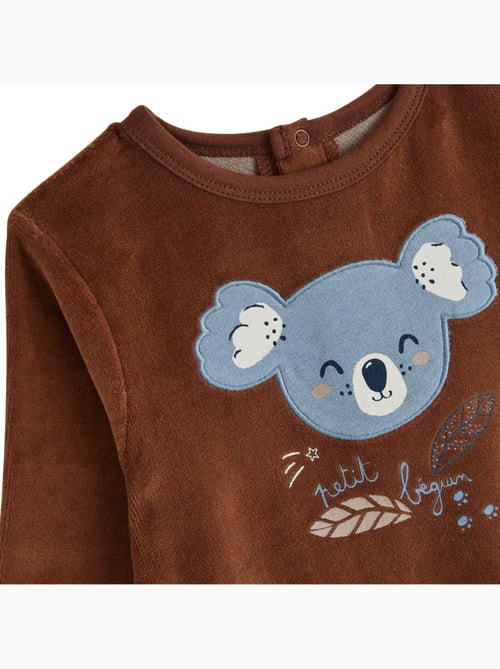 Lot de 2 pyjamas bébé 2 pièces en velours à pieds retroussables mathéo - Kiabi