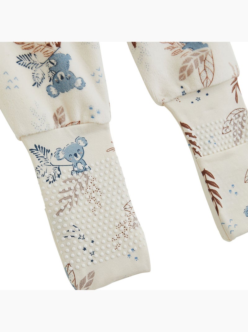 Lot de 2 pyjamas bébé 2 pièces en velours à pieds retroussables mathéo Marron - Kiabi