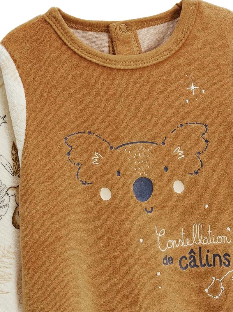 Lot de 2 pyjamas bébé en velours Constellation Camel - Kiabi