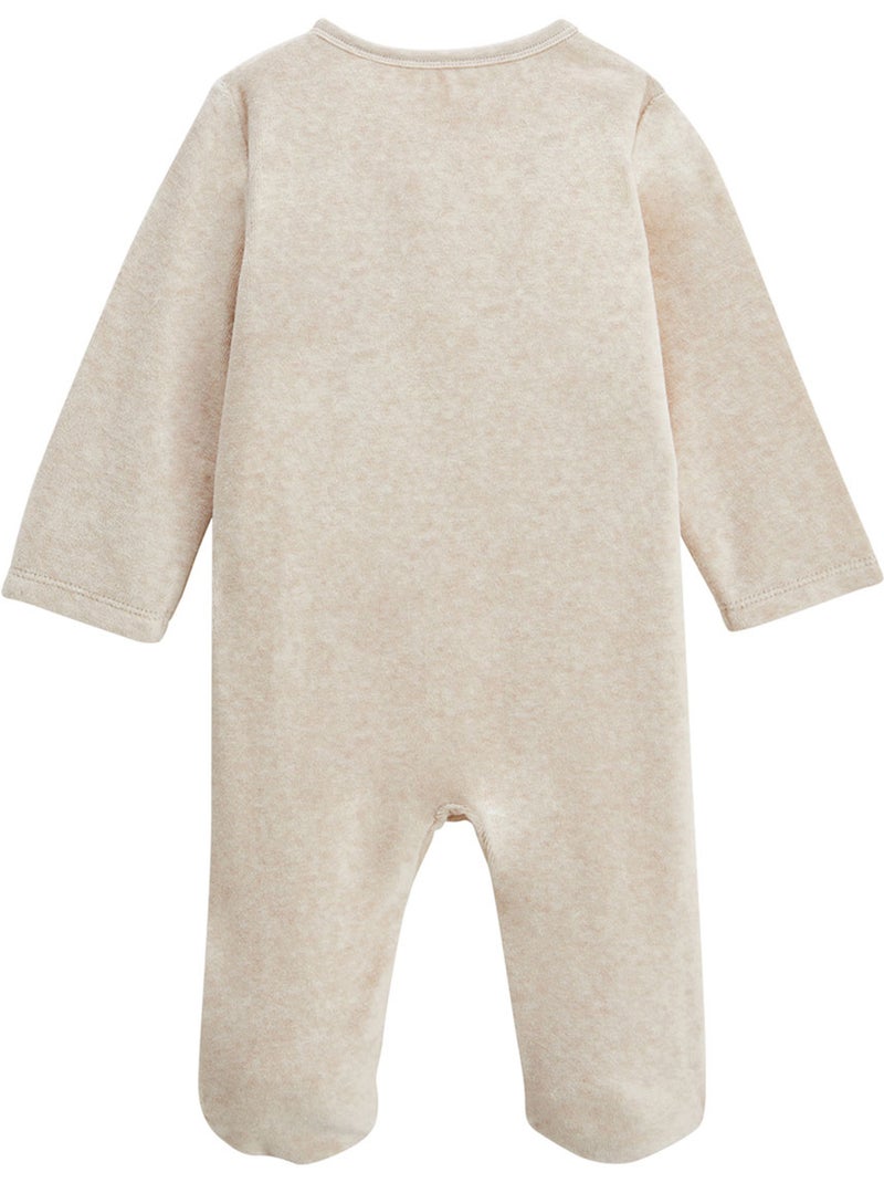 Lot de 2 pyjamas bébé en velours Noisette Ecru - Kiabi